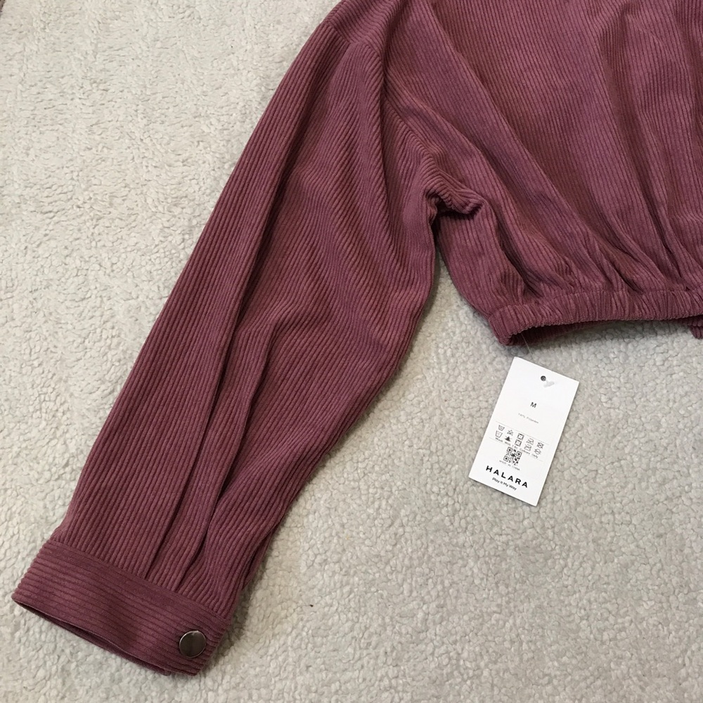Halara Cropped Corduroy Jacket Deco Rose Pink Size M - Picture 12 of 13